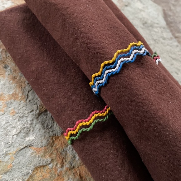 Vintage Other - napkin rings- funky vintage retro, distressed enamel, seasonal colours